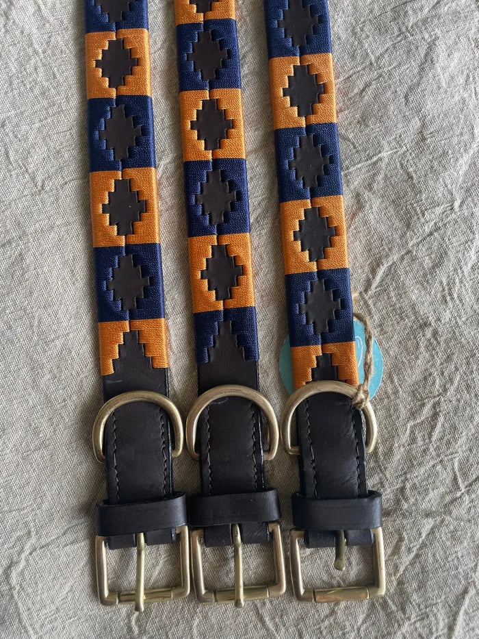 LUXURY LEATHER WOVEN COLLARS. ORANGE