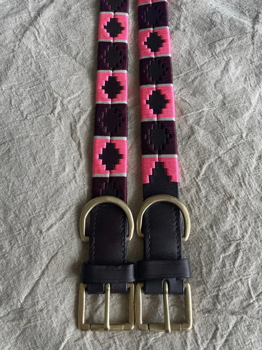 LUXURY LEATHER WOVEN COLLARS. PINK